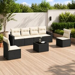 7-Piece Black Poly Rattan Garden Sofa Set Specifications