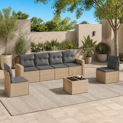 Specifications for 7 Piece Outdoor Sofa Set in Beige