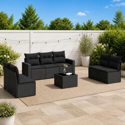 8-Piece Modular Black Rattan Garden Sofa Set Specifications