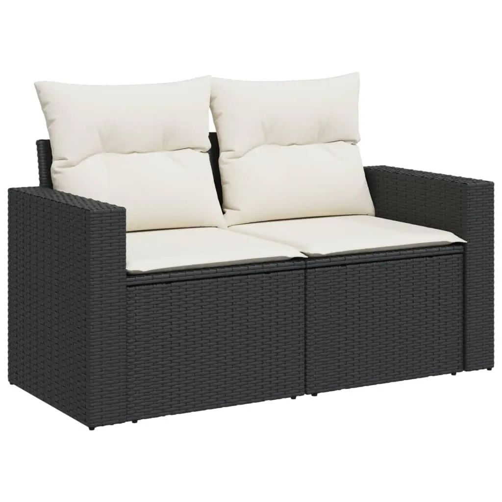 Garden Sofa Set 9 Piece Outdoor Furniture Poly Rattan Cushions Black Patio
