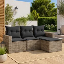 4 Piece Garden Sofa Set: Grey Modular Outdoor Furniture