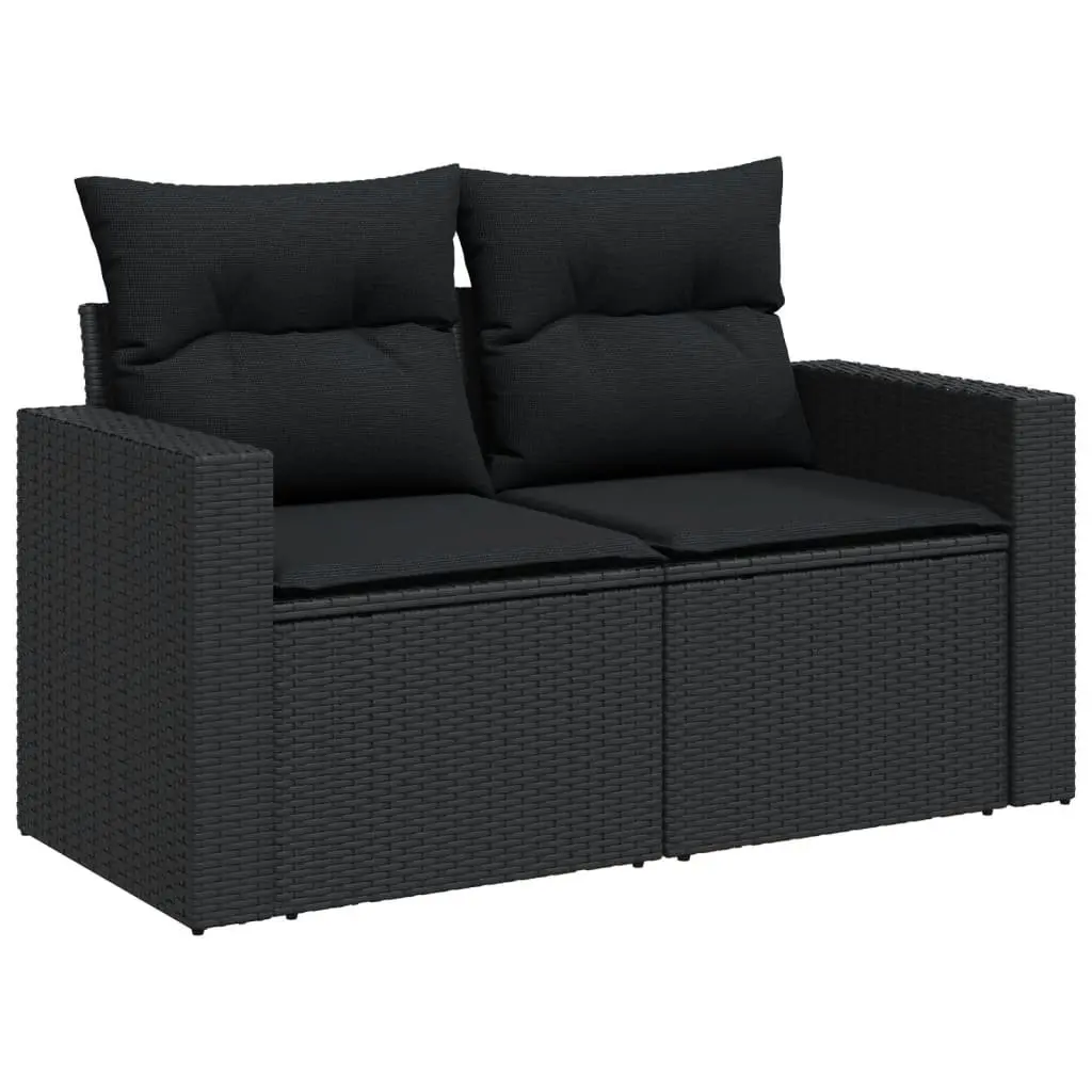 Outdoor Garden Sofa Set 5 Piece Black Poly Rattan Furniture for Patio