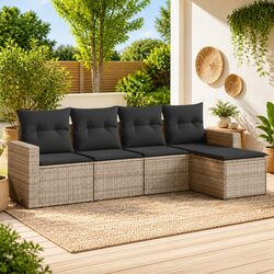 5-Piece Grey Cushioned Rattan Sofa Set - Specifications