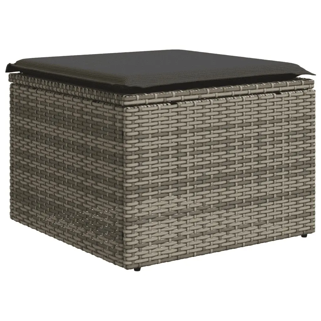 5-Piece Grey Cushioned Rattan Sofa Set