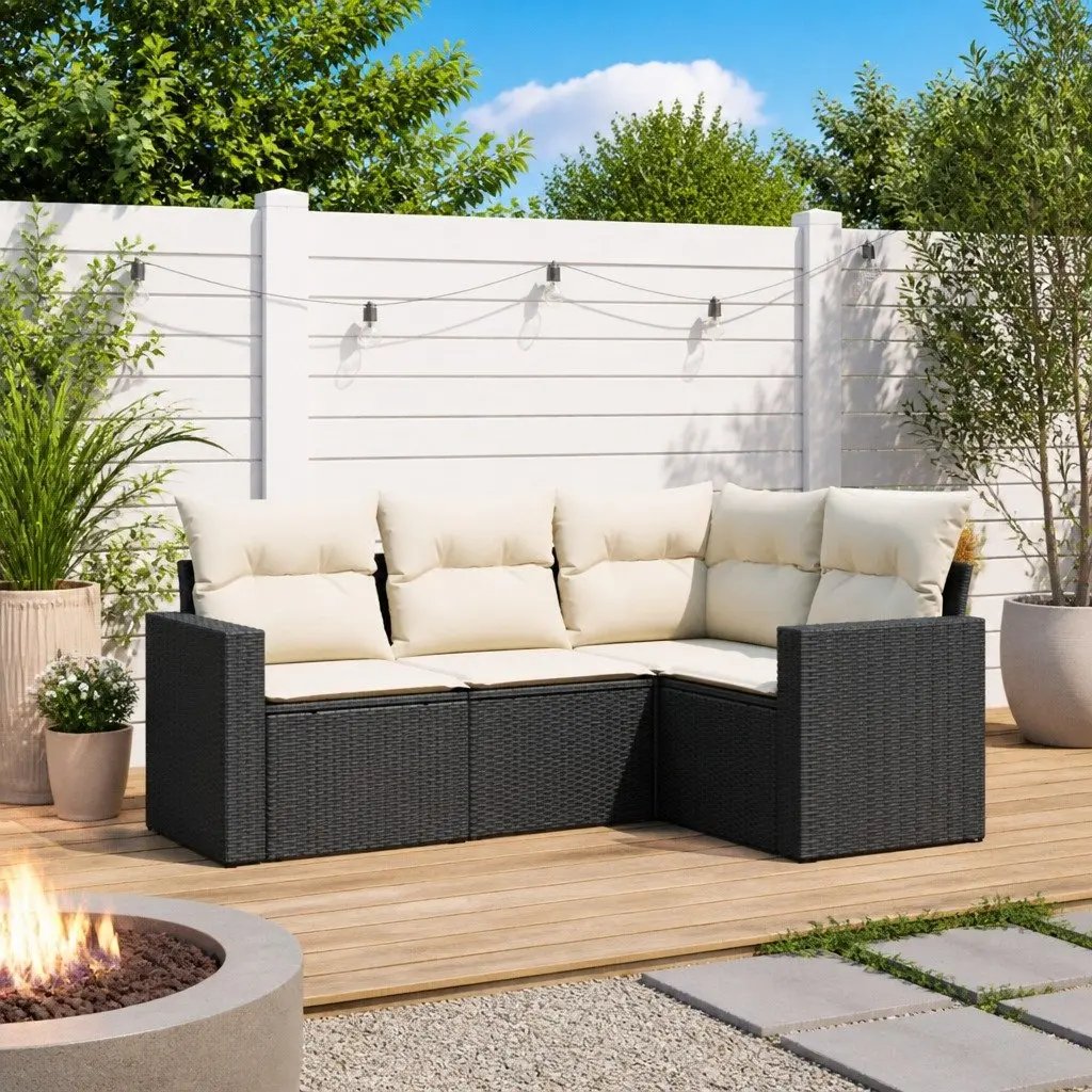4 Piece Garden Sofa Set Outdoor Furniture Patio Black