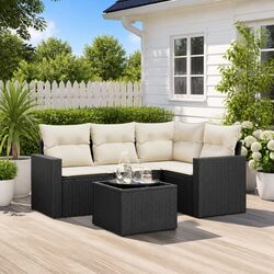 Garden Sofa Set 5 Piece Outdoor Furniture Patio Rattan Sectional with Cushions