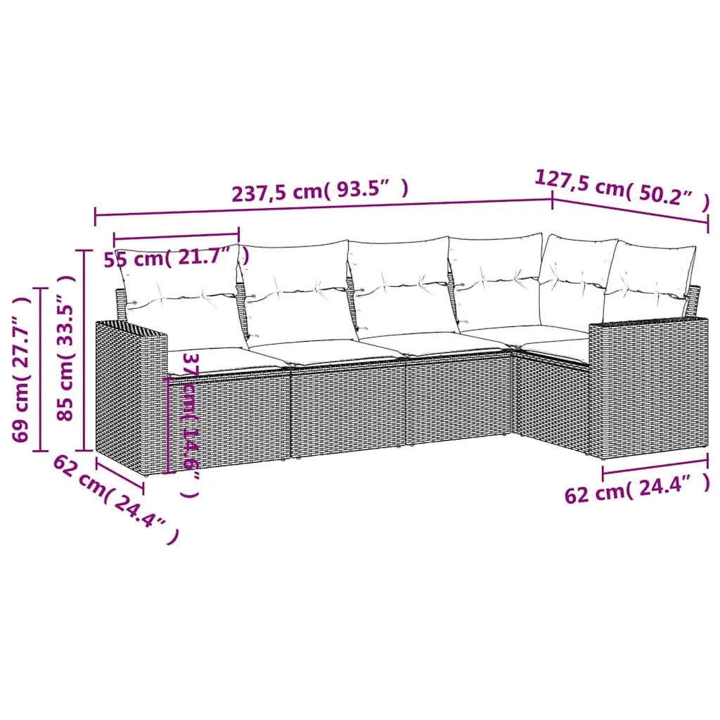 5-Piece Modular Garden Sofa Set