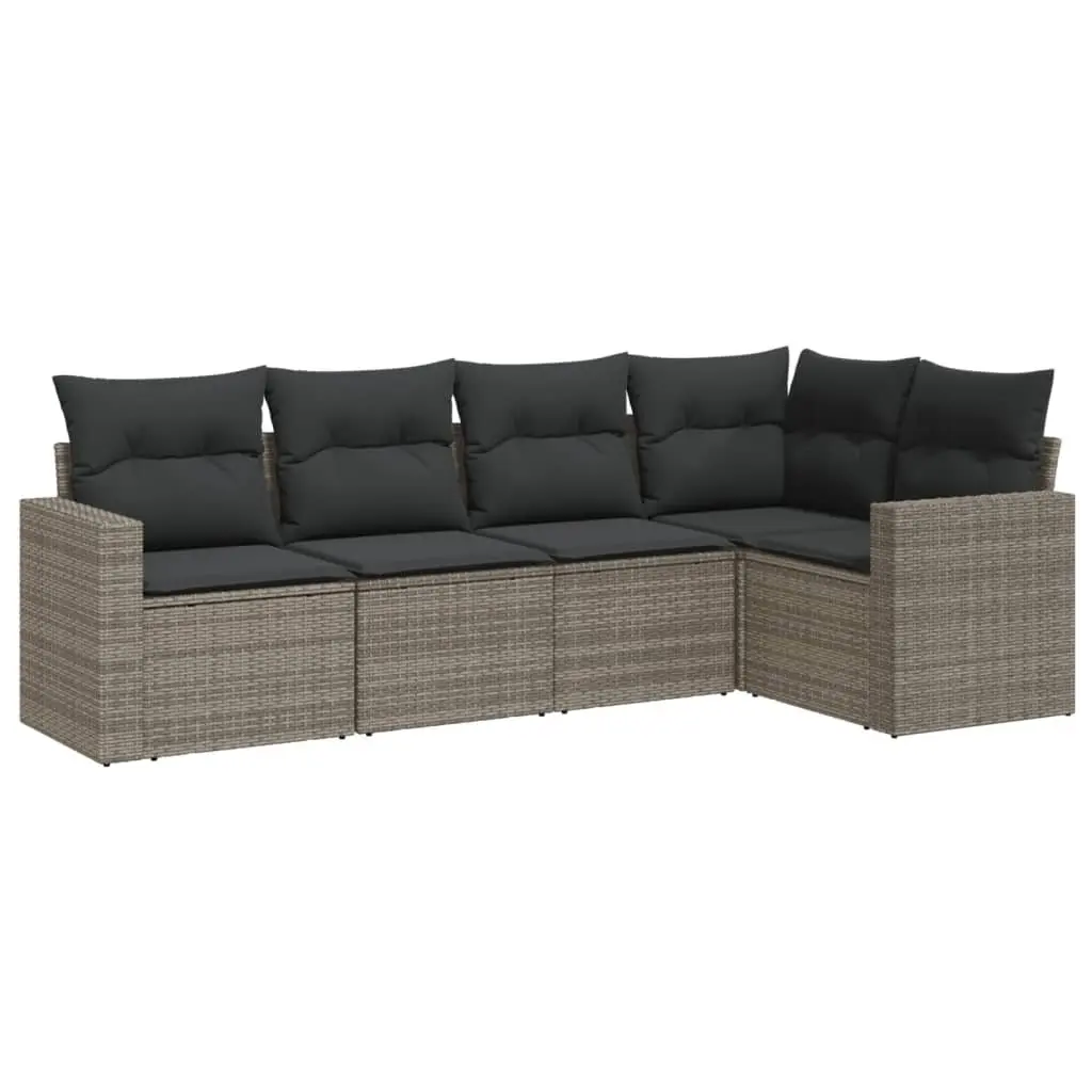 Garden Sofa Set 5 Piece Outdoor Furniture Grey Patio Rattan Modular Seating
