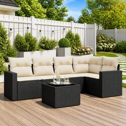 6-Piece Black Patio Sofa Set: Dimensions & Features
