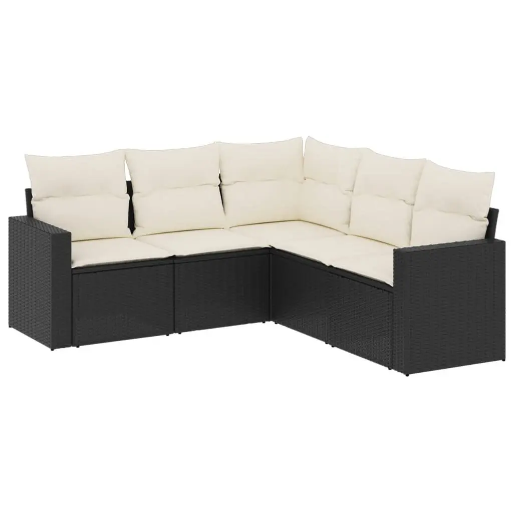 5 Piece Garden Sofa Set Outdoor Patio Furniture Black Poly Rattan
