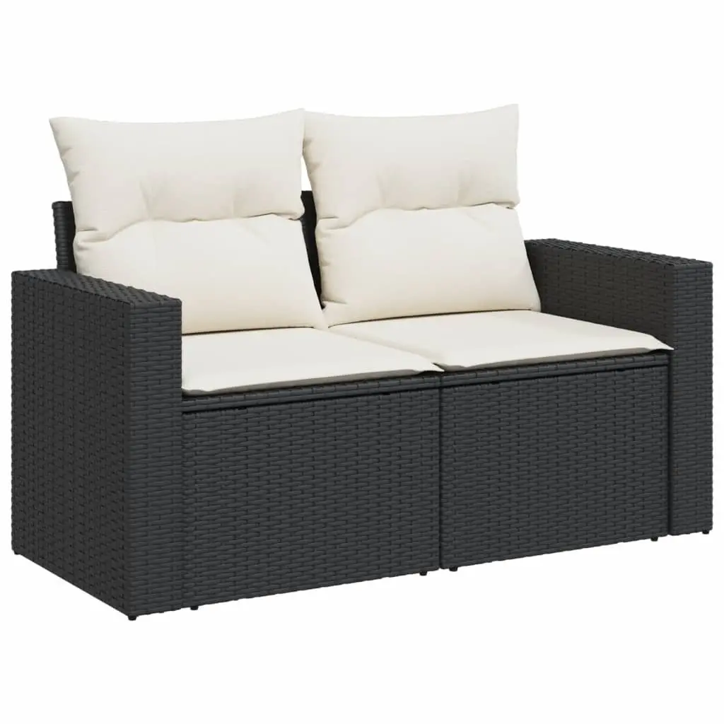5 Piece Garden Sofa Set Outdoor Patio Furniture Black Poly Rattan
