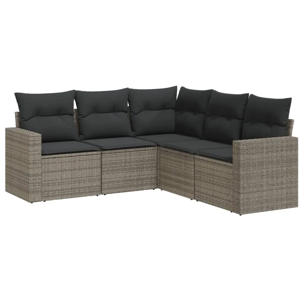 5 Piece Modular Grey Garden Sofa Set