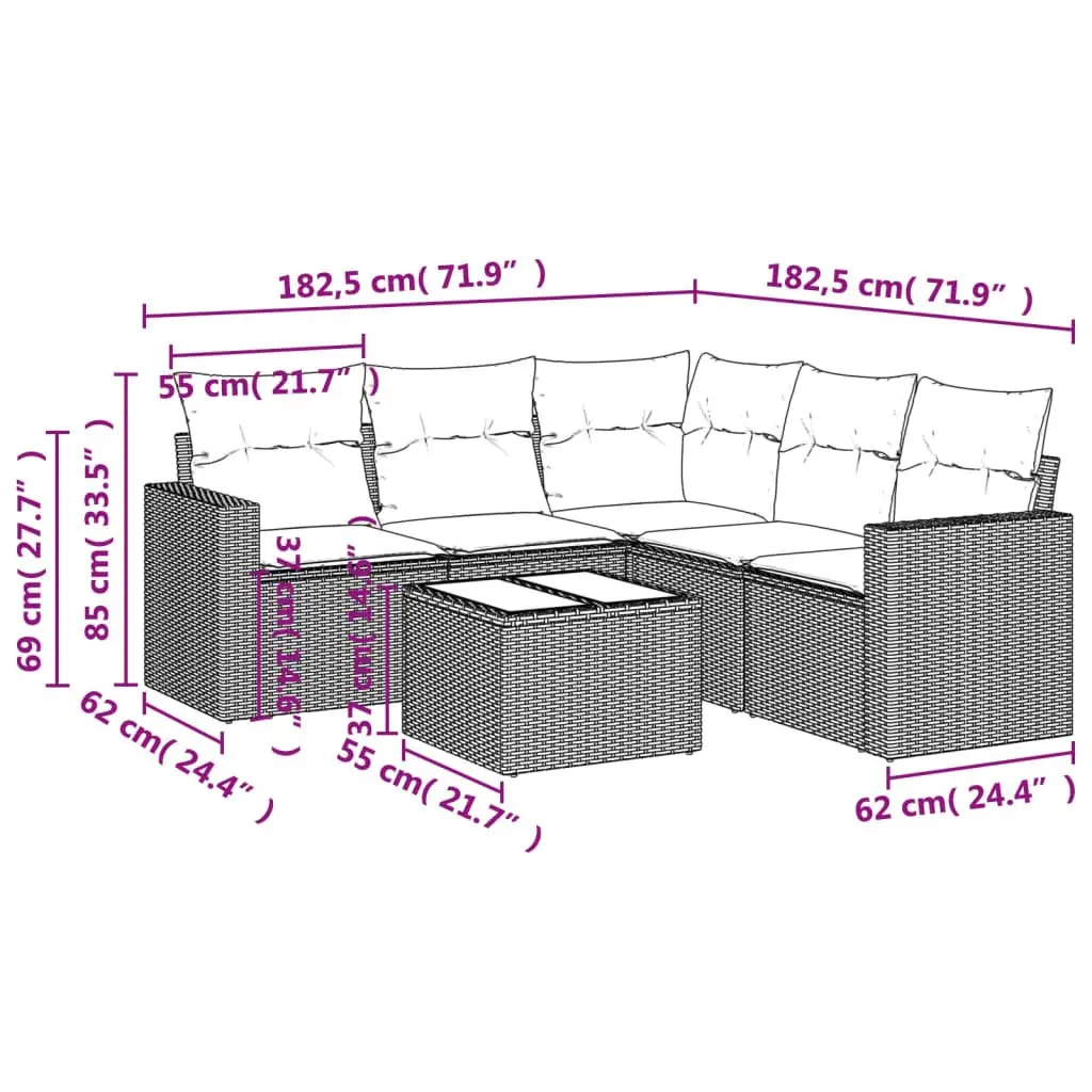 6 Piece Modular Garden Sofa Set