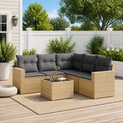 Garden Sofa Set Specifications: 6-Piece Outdoor Furniture