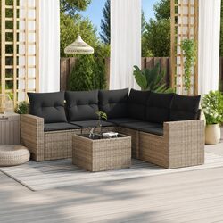 Garden Sofa Set 6 Piece Outdoor Furniture Patio Rattan Lounge Seating Grey