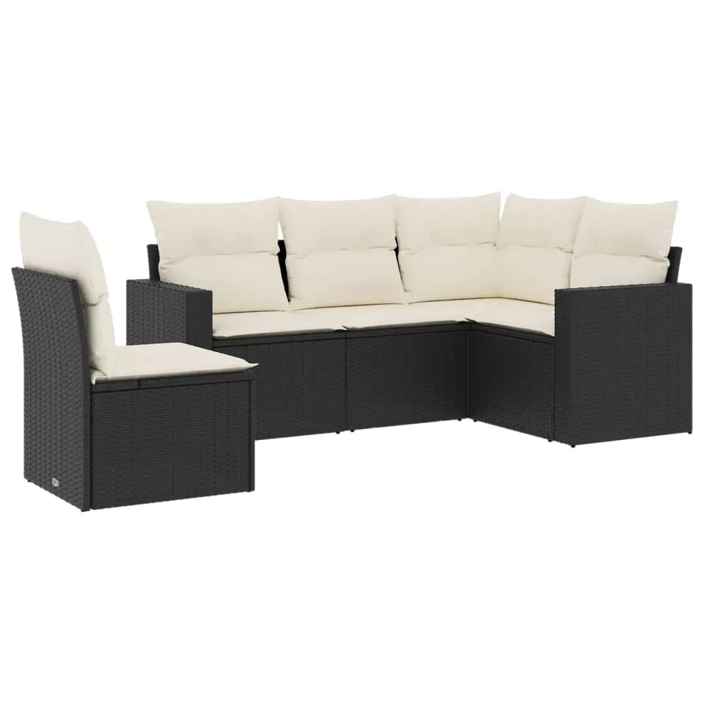 5 Piece Modular Garden Sofa Set with Black Rattan