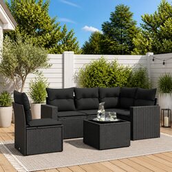 Specifications of the 6 Piece Black Poly Rattan Sofa Set