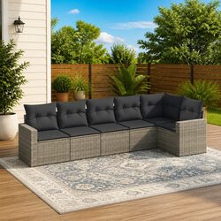 6 Piece Garden Sofa Set – Grey Poly Rattan Specifications