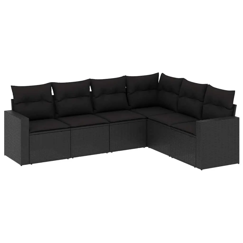 6-Piece Black Garden Sofa Set