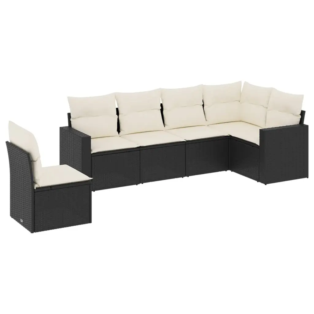 6 Piece Black Outdoor Patio Sofa Set