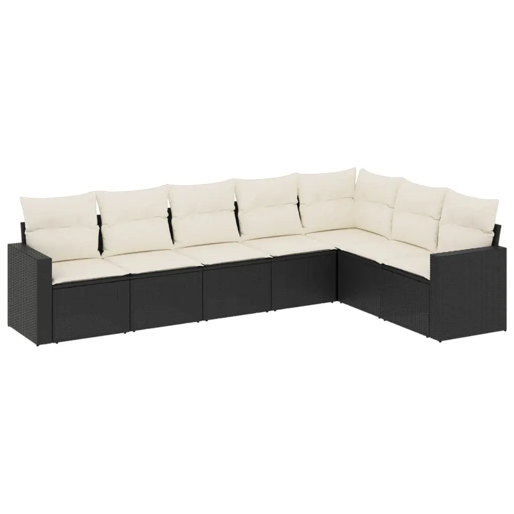 Black Poly Rattan 7 Piece Outdoor Sofa Set