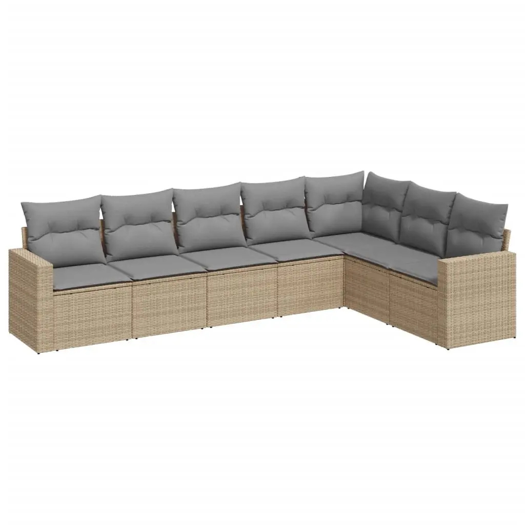 Garden Sofa Set 7 Piece Outdoor Furniture Patio Lounge with Cushions Beige