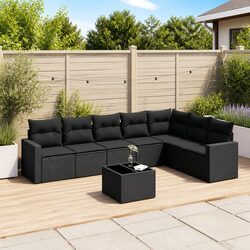 Garden Sofa Set 8 Piece Outdoor Furniture Patio Lounge with Cushions Black