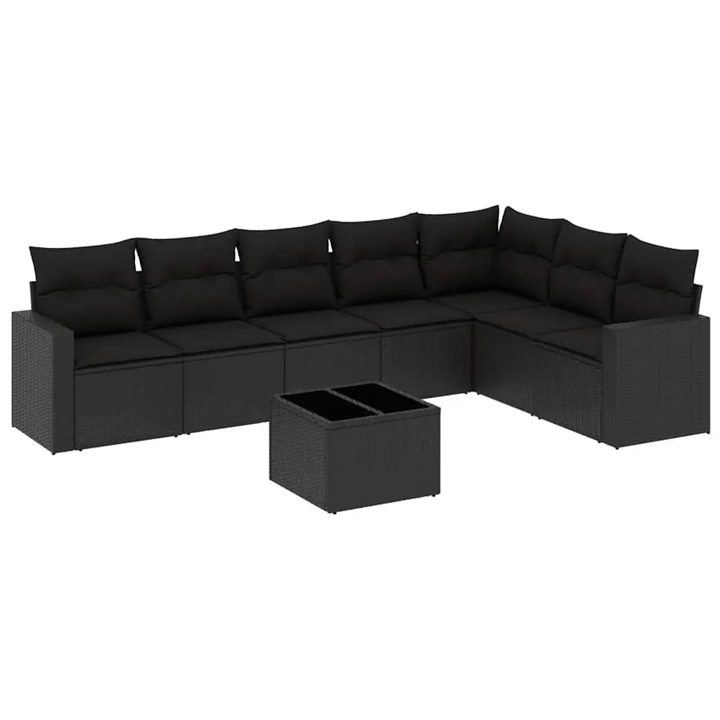 Garden Sofa Set 8 Piece Outdoor Furniture Patio Lounge with Cushions Black