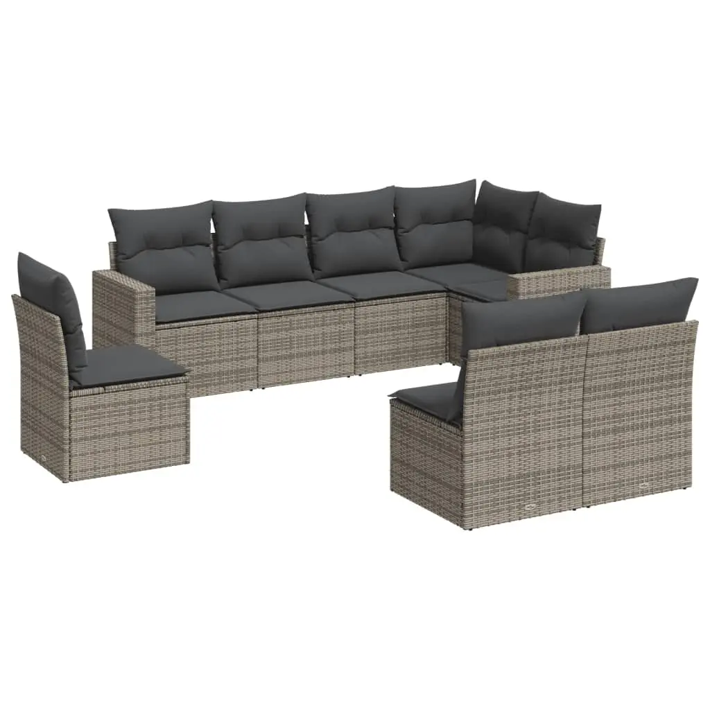 Garden Sofa Set 8 Piece Outdoor Use Modular Grey Poly Rattan Patio Lounge