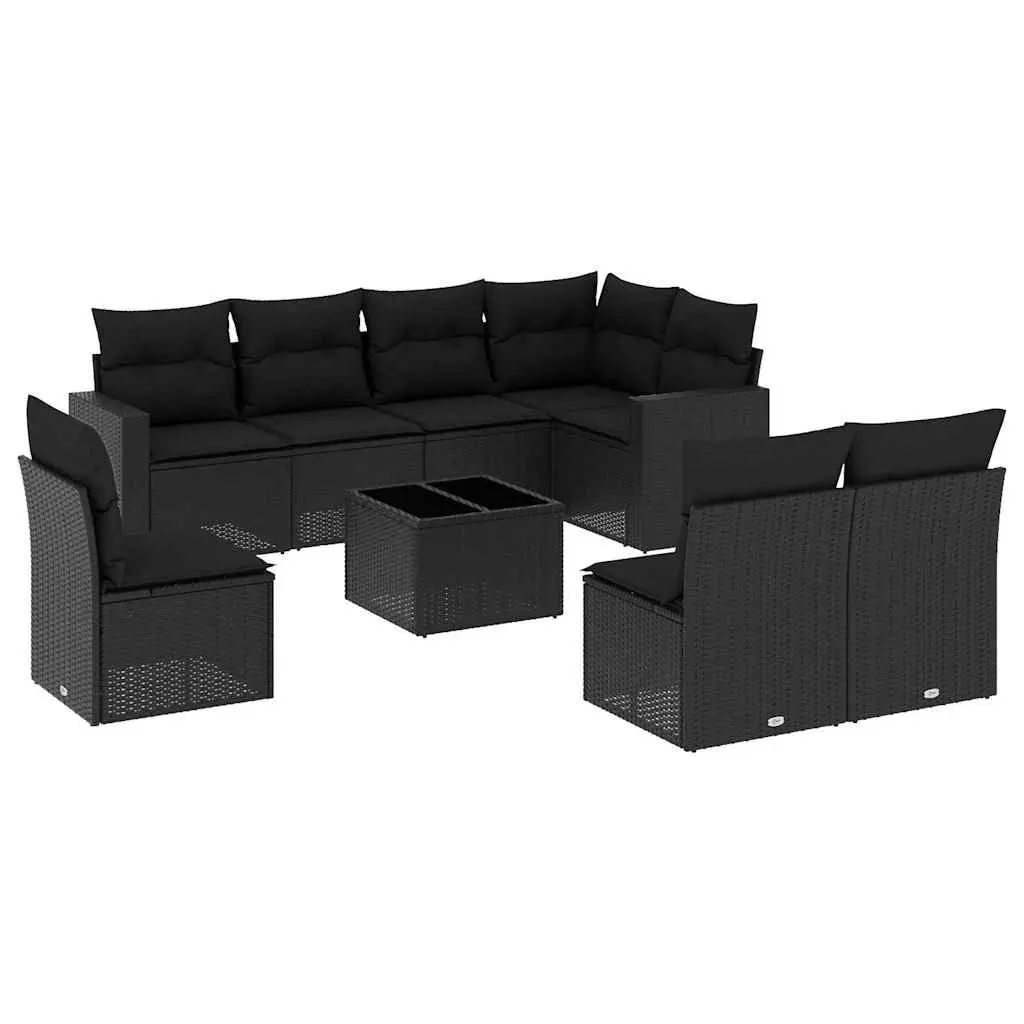 Garden Sofa Set Outdoor Furniture Patio Sectional 9 Piece Black