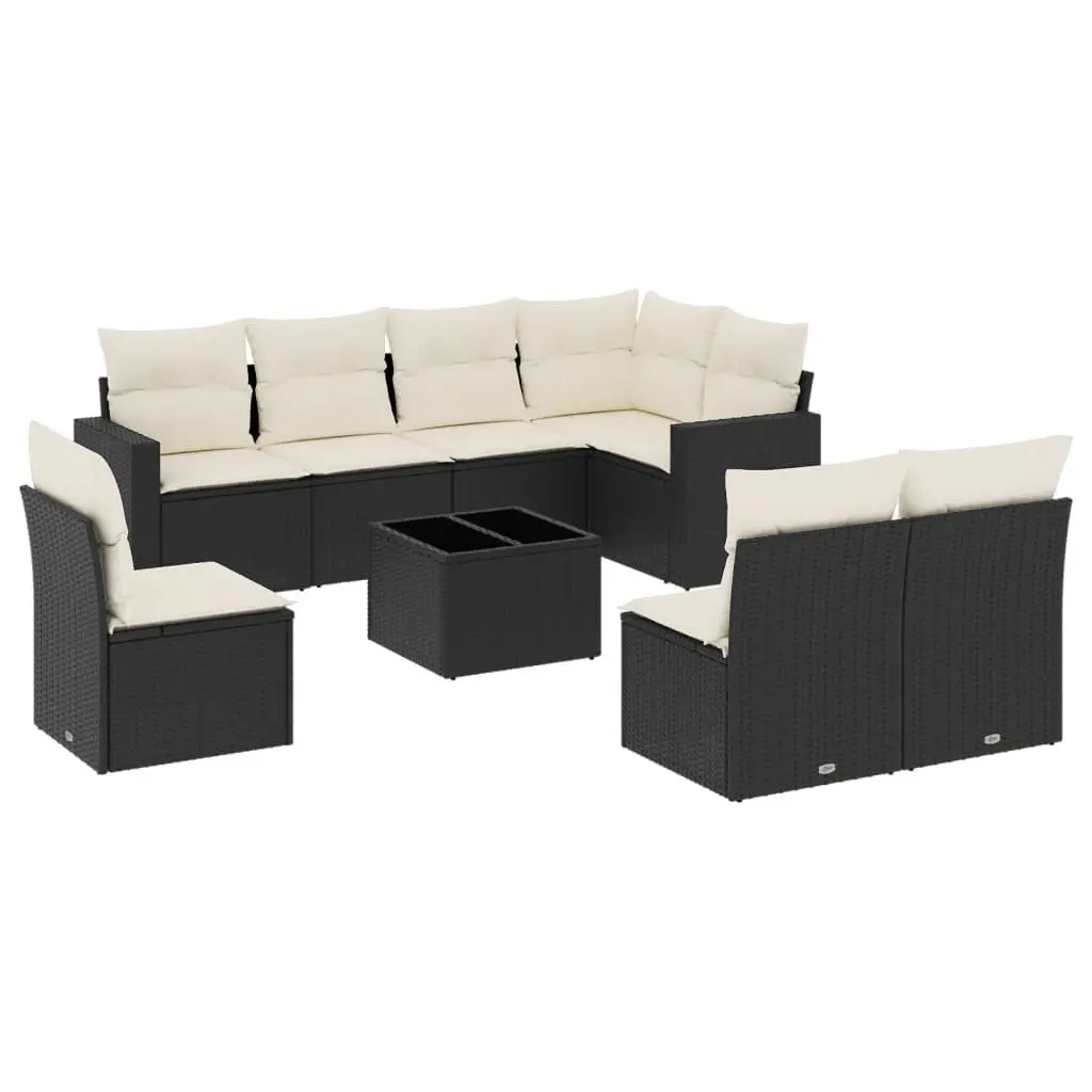 Garden Sofa Set Outdoor Furniture Patio 9 Piece Black Rattan