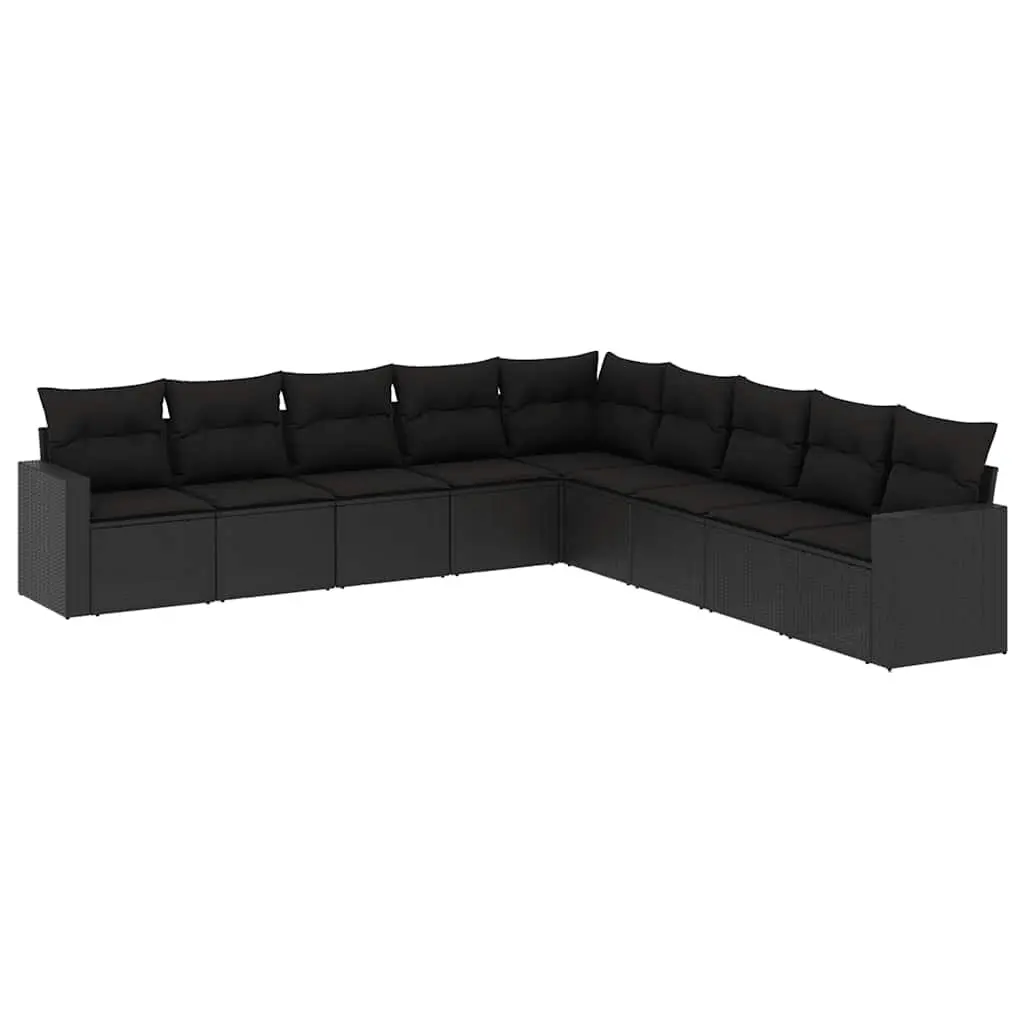 9 Piece Garden Sofa Set for Patio Outdoor Furniture Black