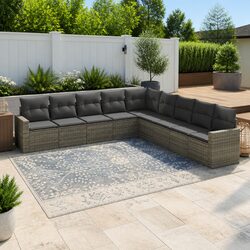 9 Piece Garden Sofa Set Specifications: Grey Modular Design