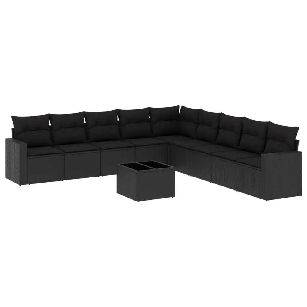 Garden Sofa Set Outdoor Furniture Patio Seating 10 Piece Black with Cushions