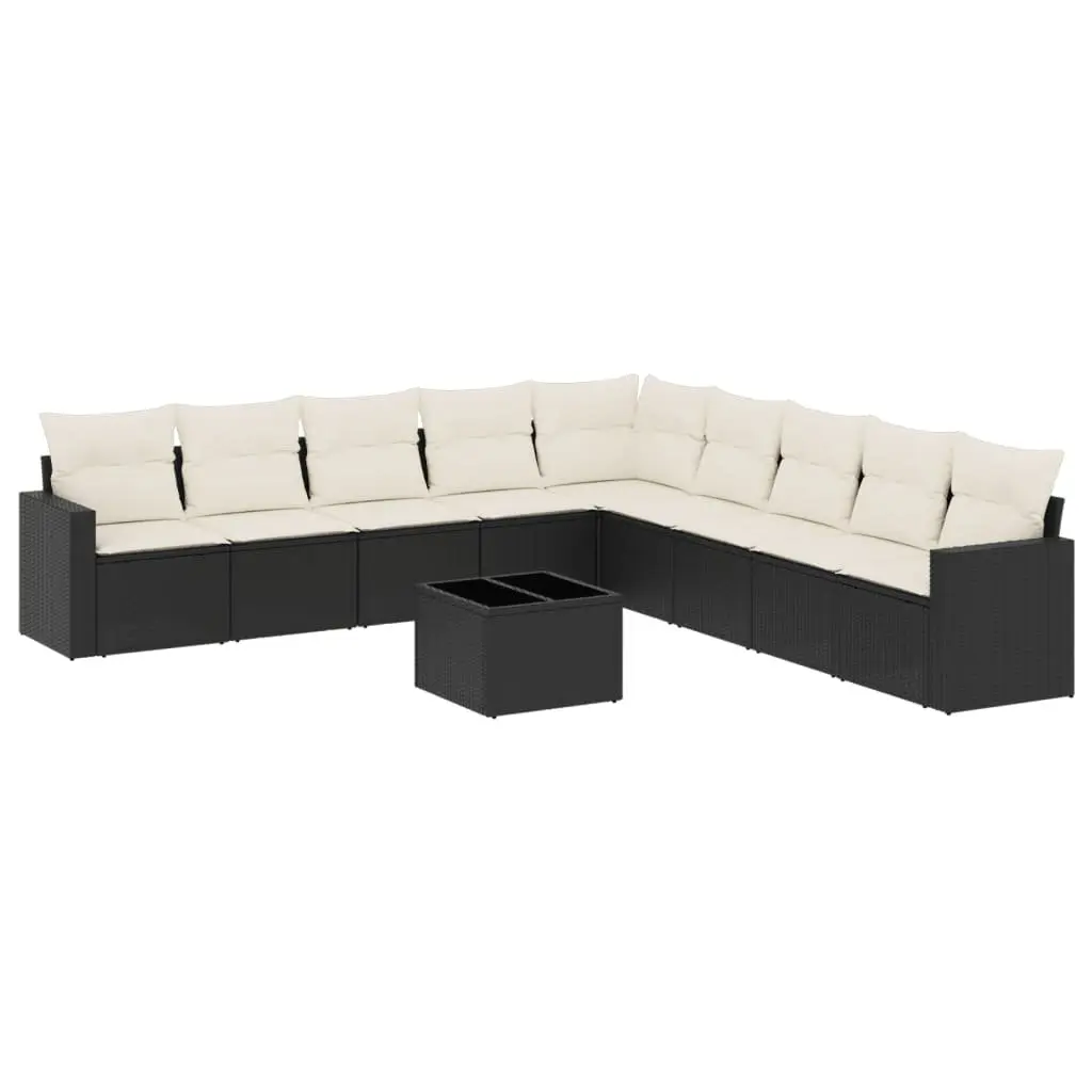 10-Piece Modular Black Outdoor Sofa Set