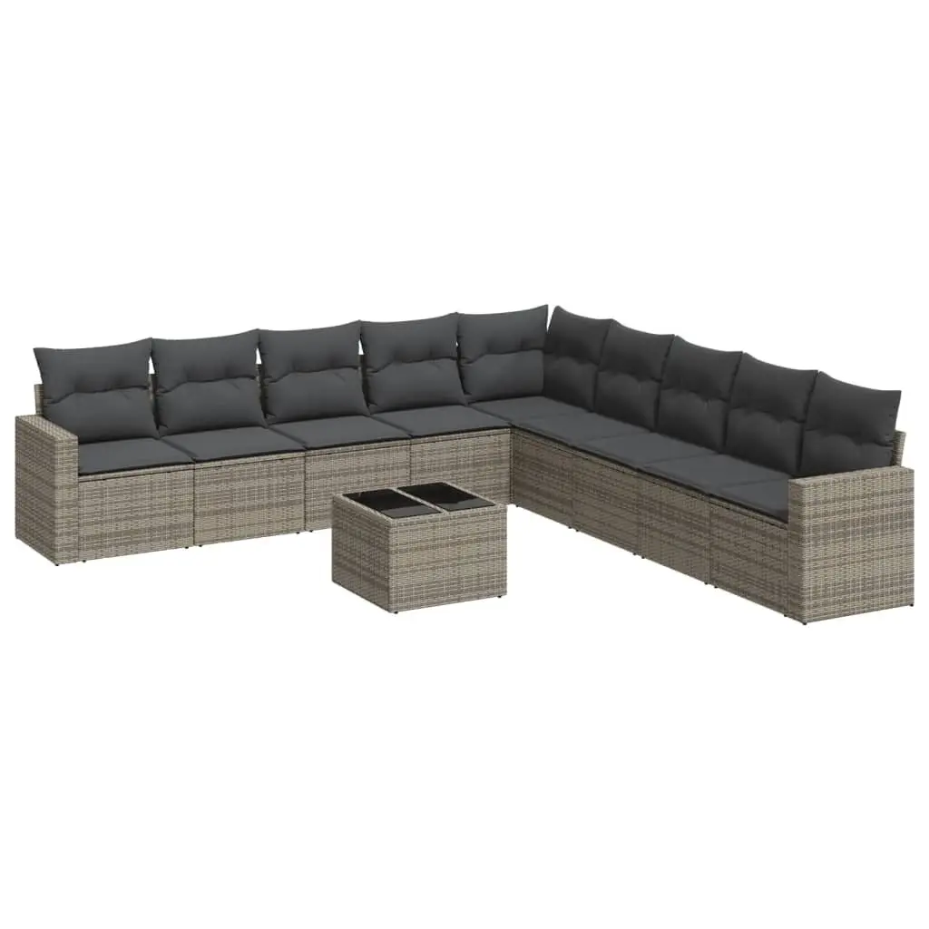 Garden Sofa Set Outdoor Furniture 10 Piece Grey Poly Rattan