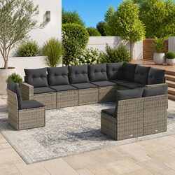 Detailed Overview of 10-Piece Grey Garden Sofa Set
