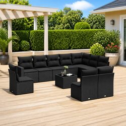 Black Garden Sofa Set 11 Piece with Modular Design