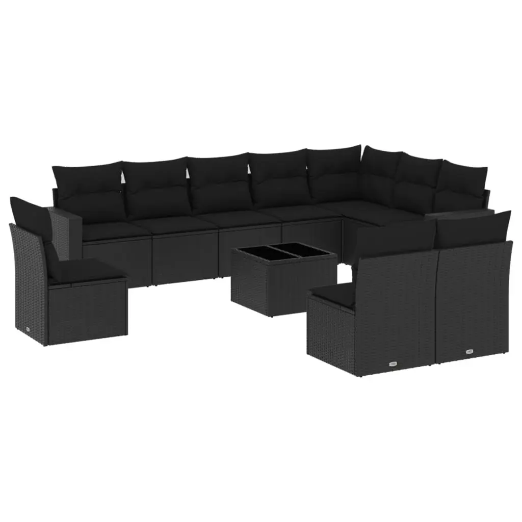 Garden Sofa Set Outdoor Furniture Patio Modular 11 Piece Black Poly Rattan