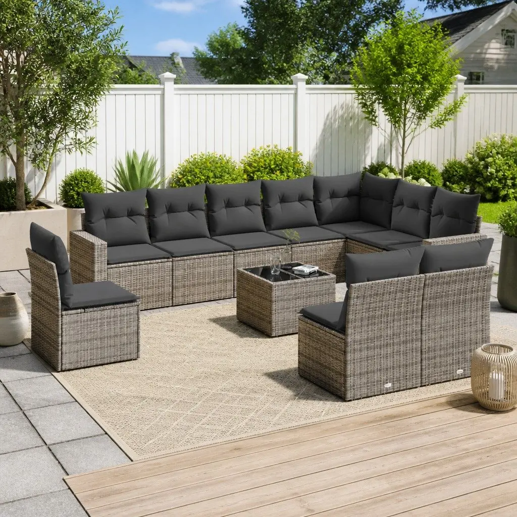 11-Piece Grey Garden Sofa Set