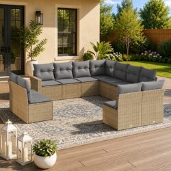 Specifications of 11-Piece Beige Patio Sofa Set