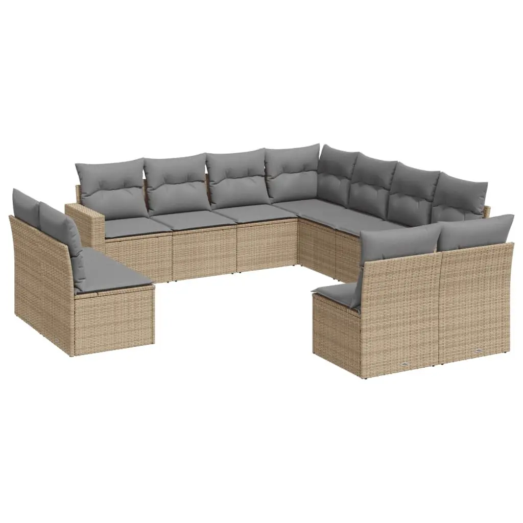 11-Piece Beige Patio Sofa Set