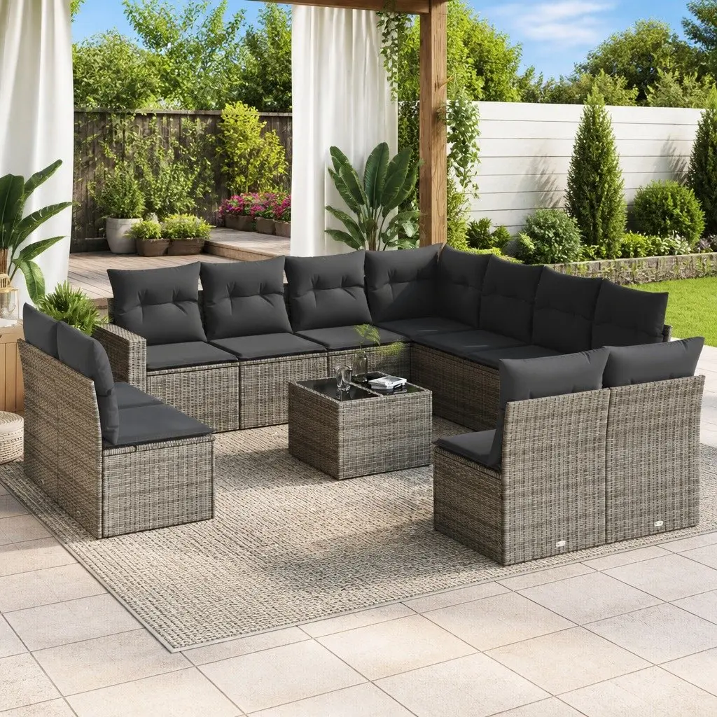 Garden Sofa Set Outdoor Patio Furniture Grey 12 Piece Modular Lounge