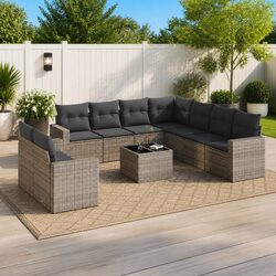 10-Piece Grey Garden Sofa Set Specifications and Details