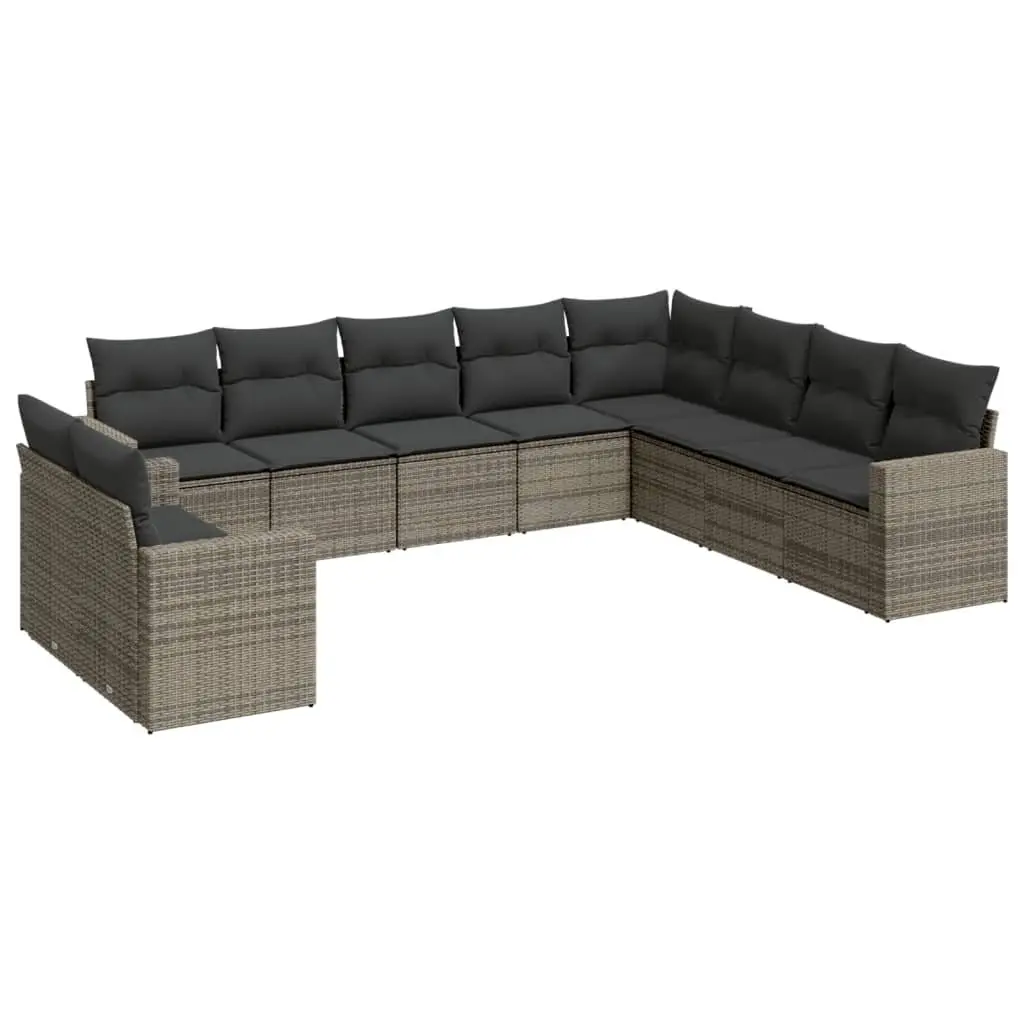Garden Sofa Set Outdoor Furniture 10 Piece Grey Poly Rattan Modular Patio Lounge