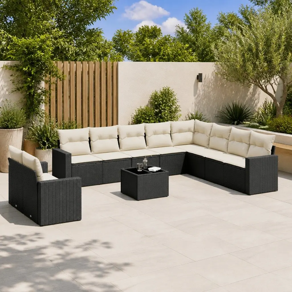 Garden Sofa Set Outdoor Furniture 11 Piece Patio Black