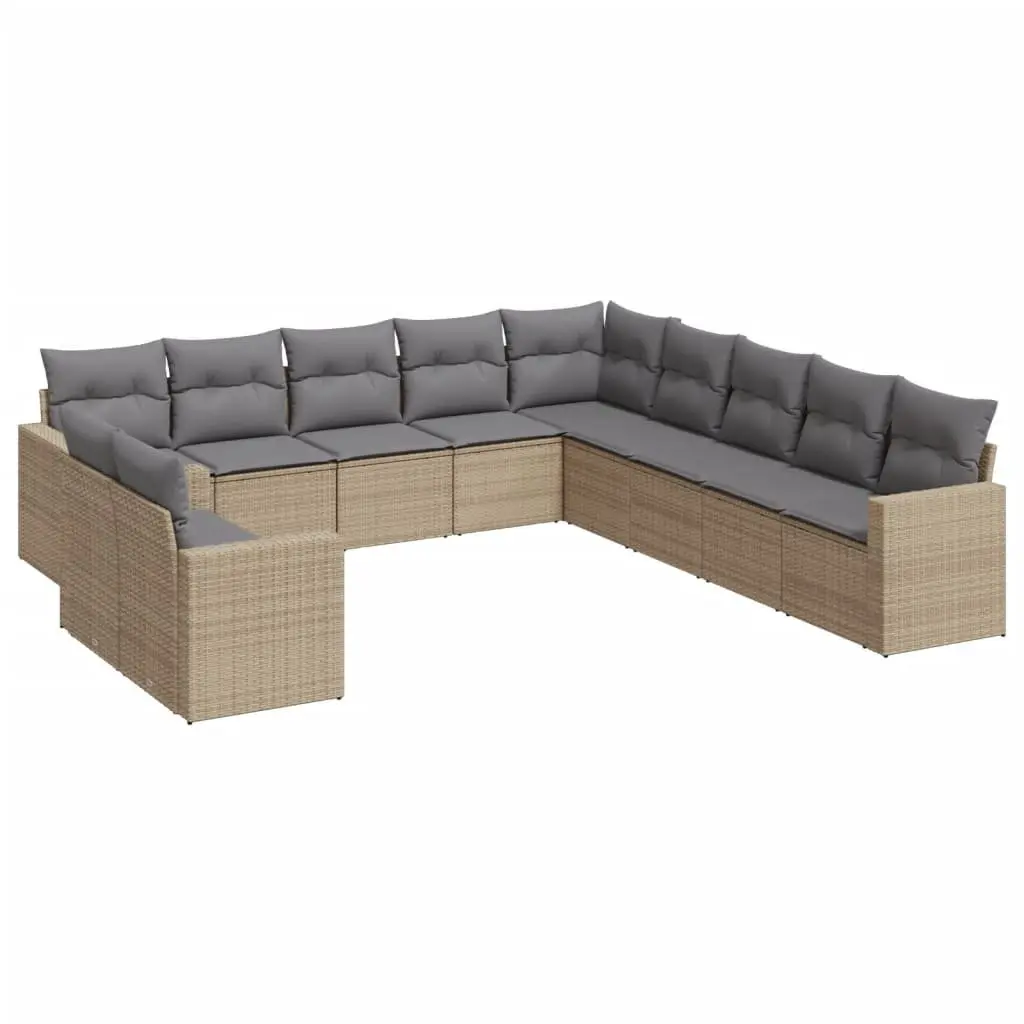 11-Piece Outdoor Beige Sofa Set