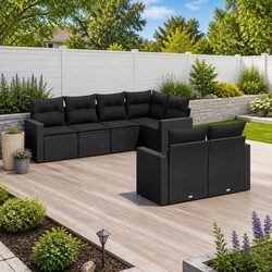 7 Piece Modular Black Rattan Garden Sofa Specifications