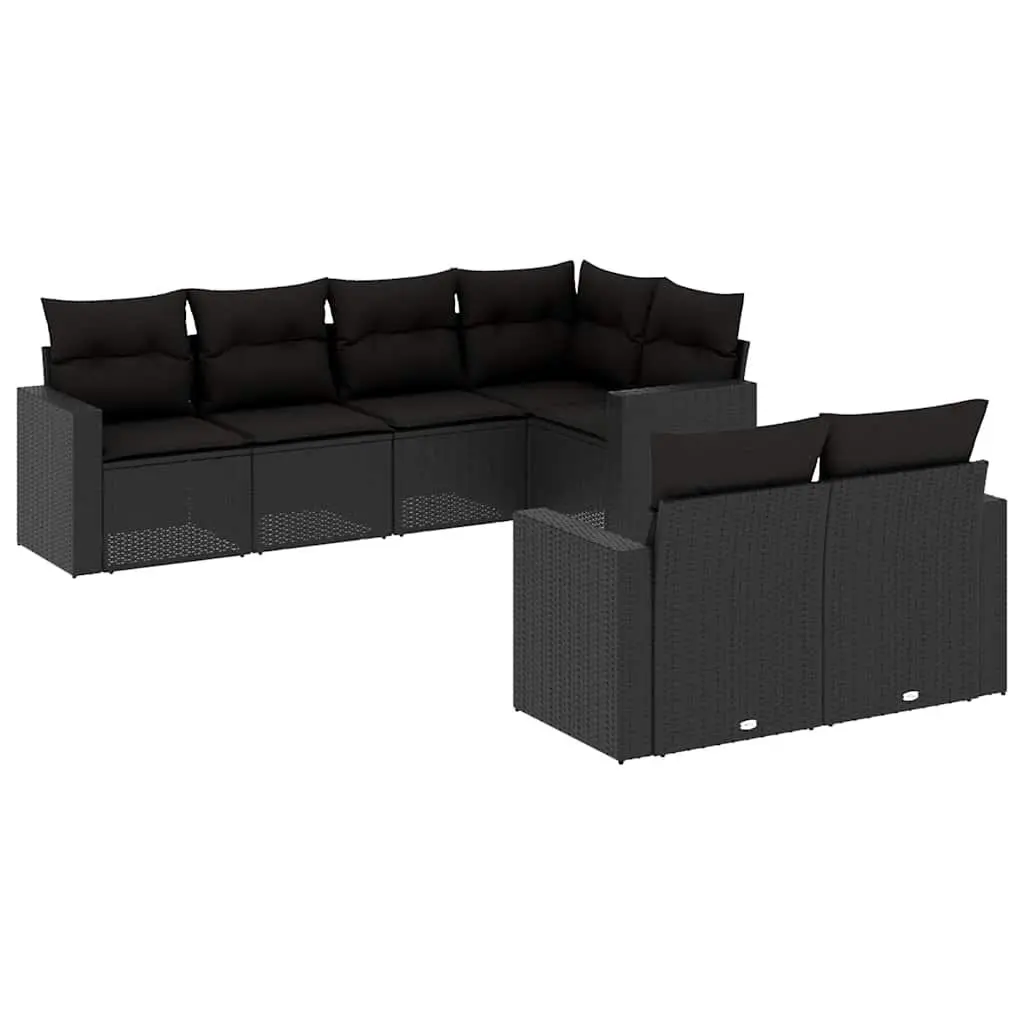 7 Piece Modular Black Rattan Garden Sofa