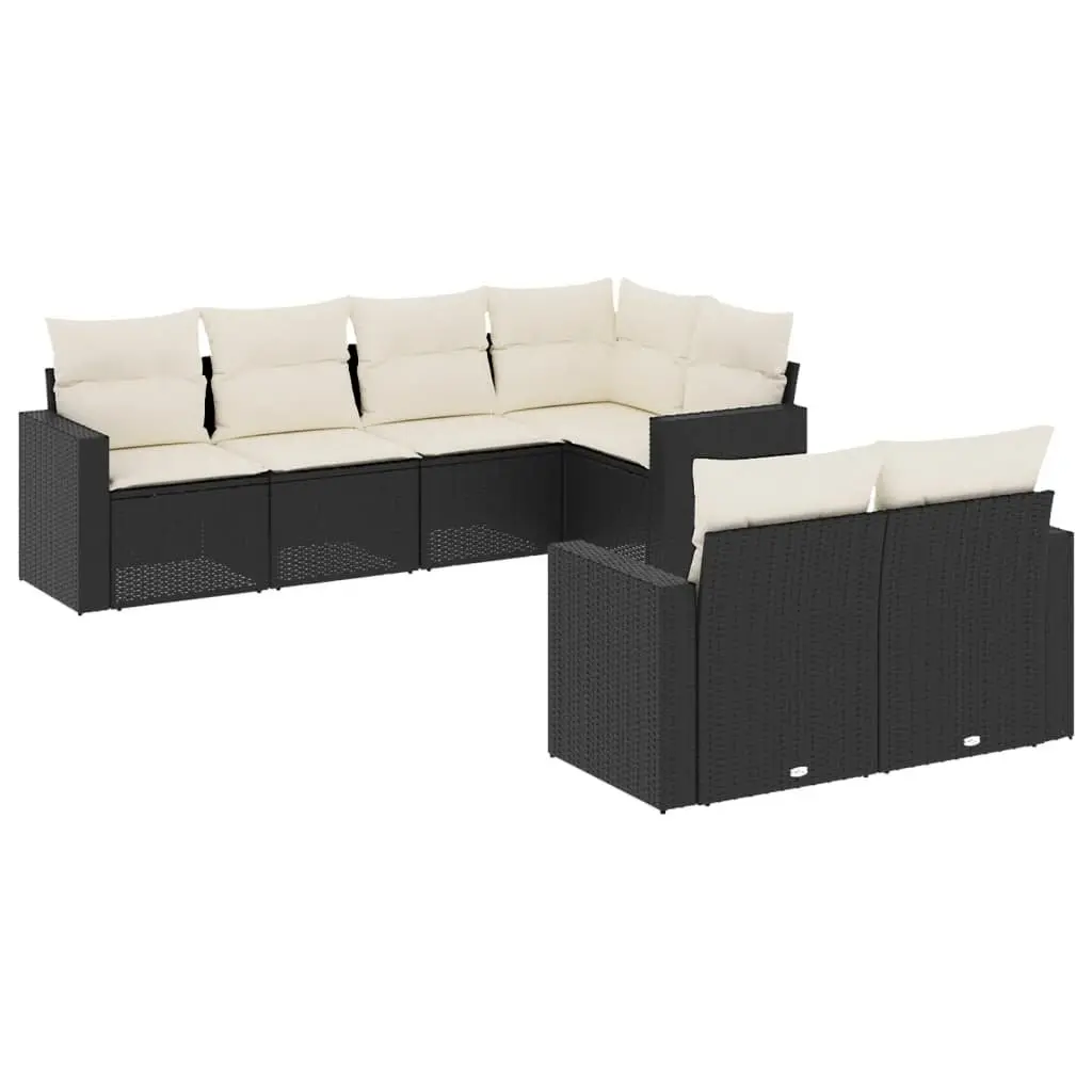 Garden Sofa Set Outdoor Furniture 7 Piece Patio Lounge Black Poly Rattan